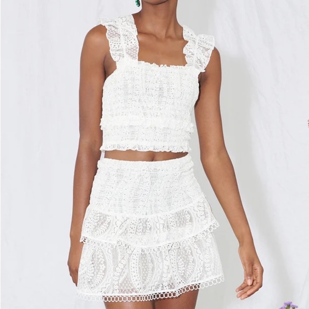 SAYLOR White Lace Mini Skirt